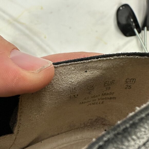 Black Leather Joelle Slip-On Heeled Booties Memory Foam Sole & 2.5" Stacked Heel - Picture 2 of 8